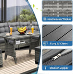 6-Piece Patio Furniture Set, Outdoor Sectional Sofa with Dining Table & Chairs, All-Weather Dining Set with Removable Cushion Covers, Ideal for Garden, Porch, Backyard, Grey