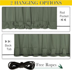 NICETOWN 2 Panels Outdoor Curtains Waterproof Fixed Grommet/Back Tab on Top & Bottom, Thermal Insulated Windproorf Sun Blocking Outdoor Drapes with Rope for Patio/Gazebo, W52 x L84, Greyish Green