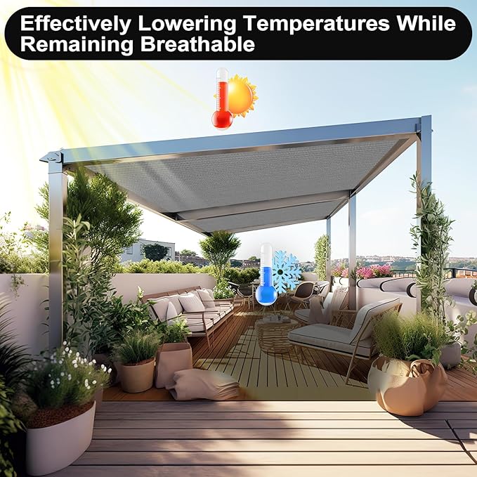 Artpuch 90% Sun Shade Cloth, 3 x 6 FT Pergola Shade Cover Canopy with Grommets, Sun Screen Fabric Tarp for Patio, Outdoor, Garden, Backyard, Light Grey