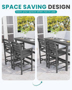 SERWALL Outdoor Bar Table and Chairs Set, Adirondack Bar Chairs Set of 2 and Bar Height Table, All Weather HDPE Patio Bar Set, Outdoor Furniture for Outside, Grey