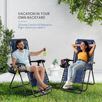 Nestl Zero Gravity Chairs Set of 4, Patio Lounge Chair Outdoor with Pillows & Cup Holder Trays, Adjustable Steel Mesh Reclining Camping Chair, Folding Patio Lawn Chair for Deck, Beach, Yard - Blue