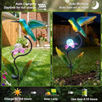 HONGLAND 46 Inch Solar Hummingbird Lights, Solar Garden Decor with Cracked Glass Ball, Hummingbird Decorative Garden Stakes Outdoor Waterproof for Lawn Patio Yard Porch, Gifts for Mom