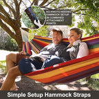 Brazilian Double Hammock with Tree Straps,Extra Large 240x160cm,2 Persons Hammock for Backyard Patio Outdoor and Indoor,450lbs Weight Capacity,Soft Woven Cotton Fabric Natrual White