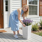 VEVOR Set of 2 Tall Planters for Outdoor Plants 23 inch, White Tall Planter for Indoor Plants, Modern Planters for Front Porch Patio Balcony, Plant Container Flower Pots with Built-in Drainage