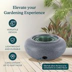 HC Companies Versatile 21 Inch Round Natural Decorative Plastic Outdoor Garden Hose Storage Pot with Side Hole for Faucet Connection, Granite