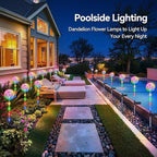 Solar Garden Lights Outdoor Decor: 4 Pack Dandelion Solar Flower Lights, 2 Modes 16 LED Colored Solar Lights for Outside, Waterproof Decorative Flowers for Yard, Patio, Gifts for Women Mom