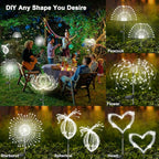 Solar Garden Lights Outdoor, 2 Pack 120 LED Twinkling Firework Lights Decorative with 2 Modes, Outdoor Waterproof Solar Starburst Light for Outside Yard Pathway Garden Decor, White