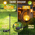 6 Pack Solar Stake Lights Outdoor Decorative Metal Ground Pathway LED Stake Lights Replacement Stakes Built-in Rechargeable Battery for Lawn Patio Yard Outdoor Garden Decor