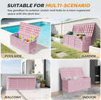 VINGLI 75 Gallon Collapsible Outdoor Storage Box, Simple-to-assemble Plastic Storage Containers with Lid, Patio Deck Box Furniture for Garden, Pool, Balcony, Yard (Pink)