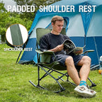 Portal Outdoor Rocking Chair Camping Folding Portable Rocker with Cup Holder Side Pocket Carry Bag, Support 350LBS (Green), 2 Pack