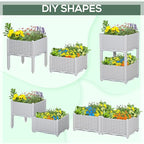 Outsunny 2 Piece Raised Garden Bed with Legs, Planter Box Raised Bed to Grow Flowers, Herbs & Vegetables, Gray