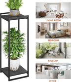 2-Tier Plant Stand Indoor, 34" Tall Modern Plant Shelf Corner Flower Pot Holder Organizer for Living Room Balcony Garden, Black