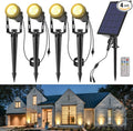 Solar Spot Lights Outdoor, 4-in-1 Landscape Lights with Remote Control, Auto On/Off Solar Uplights for Yard Garden Tree Decoration (Warm White)