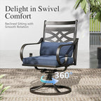 Sophia and William Swivel Outdoor Patio Dining Set for 4, Outdoor Table and Chairs, Removable Seat Cushions, Black 37" Patio Dining Table,Blue