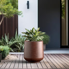 Kante 15.3" Dia Round Concrete Planter, Outdoor Indoor Large Plant Pots Containers with Drainage Hole and Rubber Plug for Home Garden Patio, Rusty