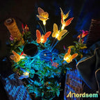 Anordsem Solar Garden Lights Outdoor: 8 Removable Optical Fiber Butterflies 2 Pack - Waterproof Fun Animal Decoration for Yard Patio Path - Gardening Gifts for Garden Lovers Over 30