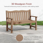 Stoog All-Weather Outdoor Bench, 2-Person Poly Lumber Garden Bench with 800lb Capacity, Never Fade & Rust-Proof, for Backyard, Patio, Deck, and Porch, Teak