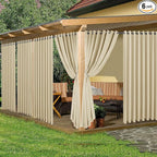 HolidayIdeas Extra Wide Outdoor Curtains for Patio Waterproof, 6 Panels - 110x84 Inches - Weatherproof Privacy Outsides Curtains for Backyard Porch Gazebo, Sunlight & UV Blocking (Cream, Grommet Top)