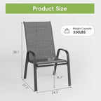 Patio Chairs Set of 6, Stackable Outdoor Dining Chairs for All Weather, Metal Modern Outside Furniture Chair for Pool Side, Garden, Backyard Deck, Dark Grey