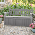 Homall 75 Gallon Outdoor Storage Benches Lockable Deck Box with Waterproof and UV Resistant, Waterproof Storage Box for Patio Furniture, Tools, Cushions (Grey)
