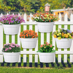 Layhit 6 Pcs Wall Hanging Planters Outdoor Pot Planter Wine Barrel Planter Distressed Oak Thickened Plastic Water Storage Flower Pots for Flower Indoor Outdoor(12 Inches,White)