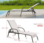 Giantex Patio Lounge Chair, Outdoor Chaise Lounge with 5 Adjustable Backrest, Sturdy Steel Frame, Sunbathing Recliner, Beach Chair, Tanning Chair for Outside, Yard, Balcony, Pool Chairs, Grey