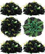 Artificial Black Rose Flower Balls, Set of 6 Silk Centerpieces