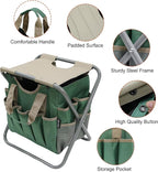 MDSTOP Folding Gardening Stool with Detachable Storage Tote Bag, Gardening Tools Set Organizer for Fishing Outdoor Sports Hiking Camping Garden, Gardening Gifts for Mom/Dad and Gardeners (Polyester)