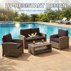 Cushion Covers 8-Piece Stretch Patio Set in Coffee with Anti-Slip Straps