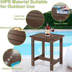 Y&M Outdoor Side Table, HIPS Adirondack Small Single Table, Waterproof Square Outside Table, Balcony Modern End Tables for Patio, Pool, Beach, Porch, Deck, Indoor or Outdoor Use, Coffee