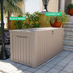 200 Gallon Waterproof Outdoor Storage Box,Resin Deck Box,Lockable Outside Storage Box Container for Patio Furniure,Garden,Tools (200 Gallon,Grey)