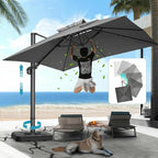 HOTEEL10x10ft Patio Umbrella Cantilever Umbrellas - Upgrade and Intensify - 360 Rotation and 5 Angles Adjustment - Aluminum Offset Pool Umbrella Outdoor Umbrellas for Patio Garden Pool
