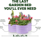 Plant & Plot Galvanized Raised Garden Beds Outdoor // 3×3×1 ft Planter Raised Beds for Gardening, Vegetables, Flowers // Large Metal Garden Box (Lavender) // Patented Tool-Free Design