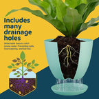 Aqua Plant Pots with Drainage Holes & Saucers 15 Pack, Indoor & Outdoor Stackable Space-Saving Planters for Houseplants & Flowers, (7", 6.7", 6", 5.3", and 4.8" Inches), Durable & Weatherproof