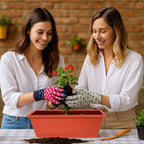 Window Box Planter, 12 Pack Plastic Vegetable Flower Planters Boxes 17 Inches Rectangular Flower Pots with Saucers for Indoor Outdoor Garden, Patio, Home Decor (Brick RED) (Brick RED)