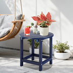 LZRS Round Adirondack Patio Side Table End Table, Outdoor Side Tables for Patio, Backyard,Pool, Indoor Companion, Easy Maintenance & Weather Resistant(Navy Blue)