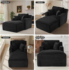 65.4" Chaise Lounge Chair Indoor, Oversized Boneless Chaise Lounge Comfy Sleeper Sofa Bed with 3 Pillows, Corduroy Cloud Reading Chair for Living Room No Assembly Required