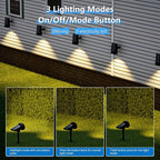 Solar Spot Lights Outdoor，Solar Lights Outdoor Waterproof IP68，Dark Sensing Auto On/Off，Suitable for Garden, Corridor Landscape Lighting and Flag Lighting. (Warm White, 4-Pack)