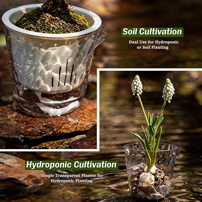 InmeRun Plant Pots Indoor Plastic Flower Pots Outdoor 7 inch Set of 4 Pack with Drainage Holes and Saucers for Garden Pots (self Watering 7in-4p)