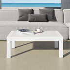 All-Weather Aluminum Outdoor Coffee Table, Modern Coffee Table for Outside, Rectangle Patio Coffee Table for Balcony Garden, White