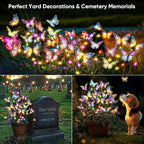 Solar Lights Outdoor Garden Decor: 6 Pack 102 Silk Butterflies with 132 Color-Changing LEDs - Auto On/Off 12H Magical Lighting IP65 Waterproof for Yard Patio Pathway - Unique Gifts for Mom Grandma