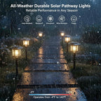 XMCOSY+ Solar Pathway Lights Outdoor, 2-Tone LED Waterproof Garden Outdoor Lighting for Yard Stainless Steel & Glass Solar Powered Landscape Walkway Driveway Decor (4 Pack, Warm White)