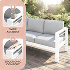 Kiss the Water Outdoor Couch Aluminum Patio Furniture Sofa, 3 Seat All-Weather Metal Patio Couch with 5" Thick and Soft Cushion and Wide Arm, Outdoor Sofa for Balcony, Porch