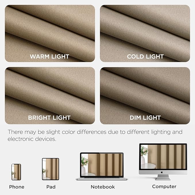 Blackout Patio Sliding Door Curtains – Light Beige, 70Wx90L, 1 Panel