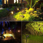 JSOT Solar Spot Lights Outdoor Waterproof, Outdoor Landscape Spotlights Flood Light for Pathway Path Driveway Backyard Decor 600 Lumen 18 LED Beads 2 Lighting Options(Warm White 2 Pack)