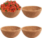 Y&M 4pcs 14“ Round Coconut Fiber Liner, 14'' Coco Liner Pre-Formed Replacement for Wall Hanging Planter Basket