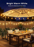 Brightown 100FT Solar String Lights Outdoor Waterproof, Patio Lights with Remote and 31+2 LED Shatterproof Bulbs, Dimmable & Timable, 3 Light Modes, Solar Lights Outdoor for Yard Camping Party Outside