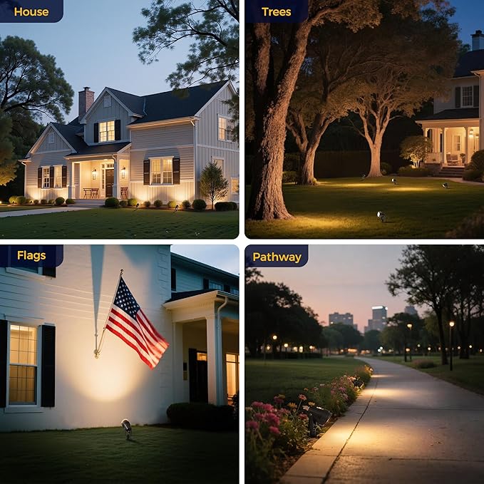 L LOHAS LED 5W Low Voltage Landscape Lighting, 12V 24V Outdoor Spot Lights with Connectors, IP66 Waterproof 3000K Warm White Plug in Spotlights for Yard, Garden, Pathway, House (4 Pack)