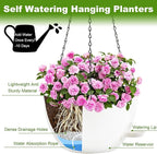 10 inch Hanging Planters for Indoor Plants, 3 Pack Self-Watering Hanging Planter Pots with Chain and Drainage Holes, Outdoor Plastic Hanging Baskets for Garden Home Decor (White, 3pcs/10inch)