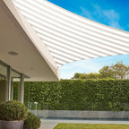E&K Sunrise 21' x 21' x 21' Sun Shade Sail Triangle Canopy Shade Cover UV Block for Patio Backyard Garden Outdoor (Beige White Strip)